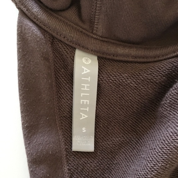 Athleta Moonrise Sweatshirt Hoodie Sz S Mineral Brown Split Open Back 530536 - Picture 8 of 12